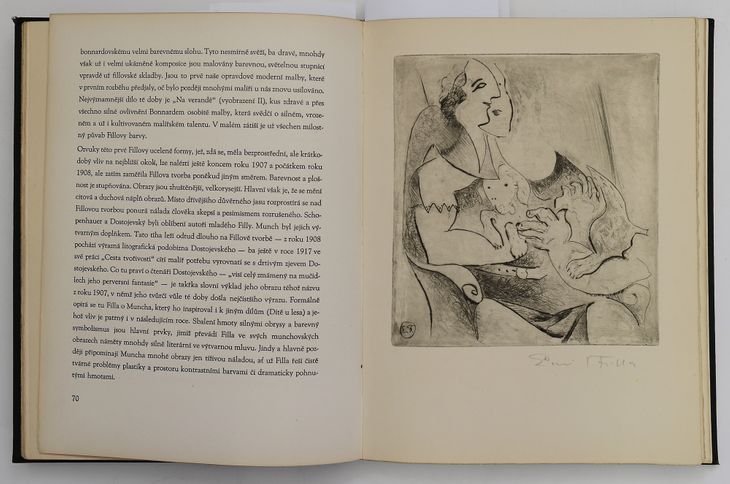 Žena se psem na klíně - originální grafický list vevázaný do bibliofilie č. 54 - 1