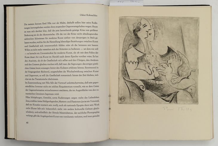 Žena se psem na klíně - originální grafický list vevázaný do bibliofilie č. 28 - 1